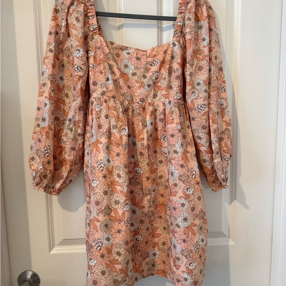 J. Crew Peach and White Floral Dress